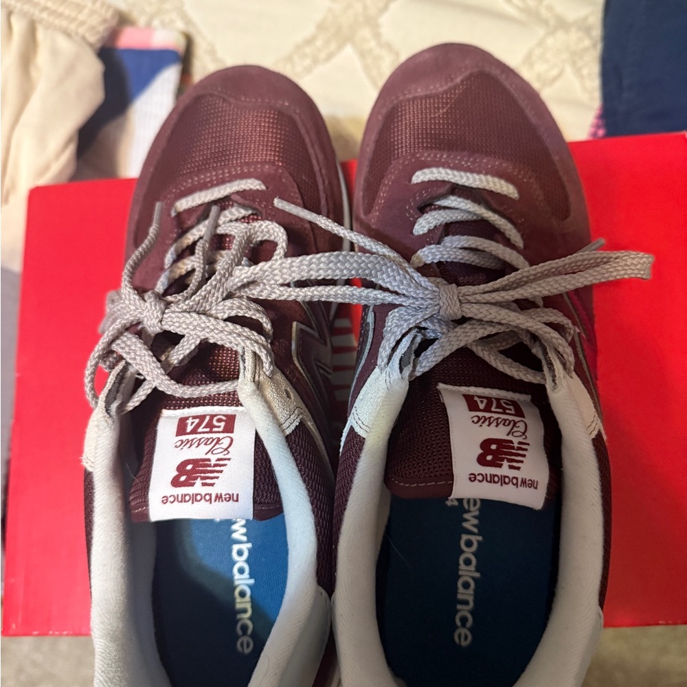 New Balance Maroon and Gray Sneakers 574 10.5